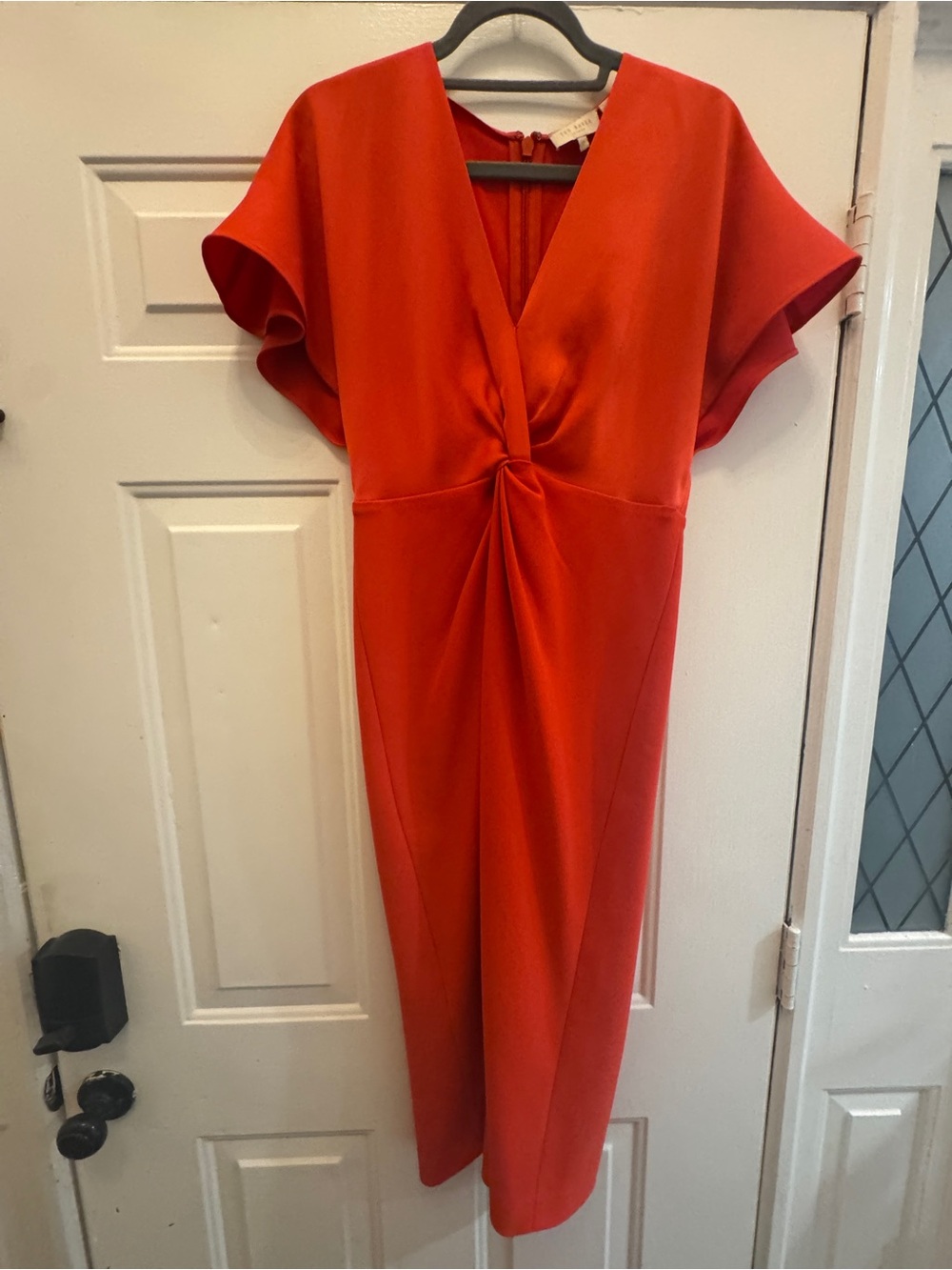 Ted Baker Orange Knot-Front Midi Pencil Dress